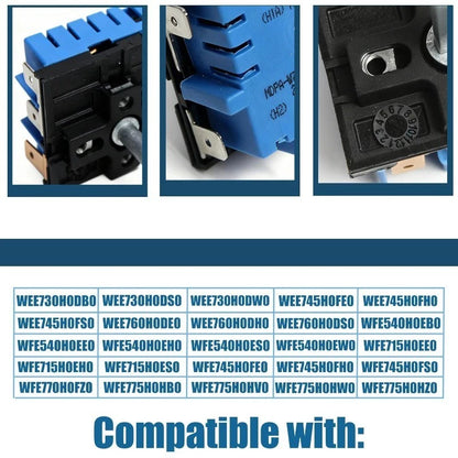 Gas Range Burner Control Switch for (W10857622, W10437092)