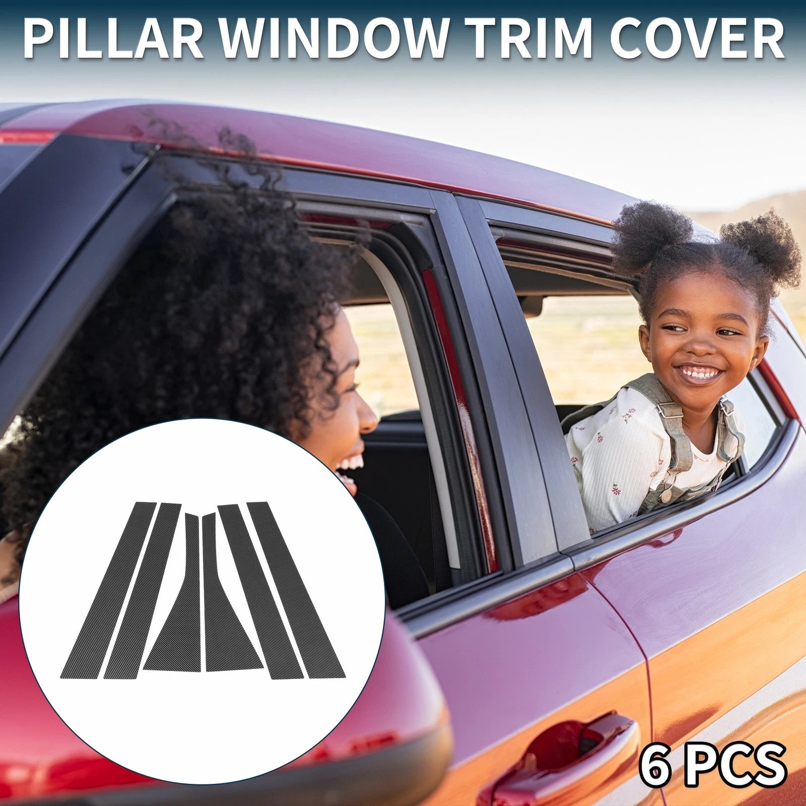 6 Pcs Door Pillar Window Trim Replacement for Honda Fit (2007–2008)