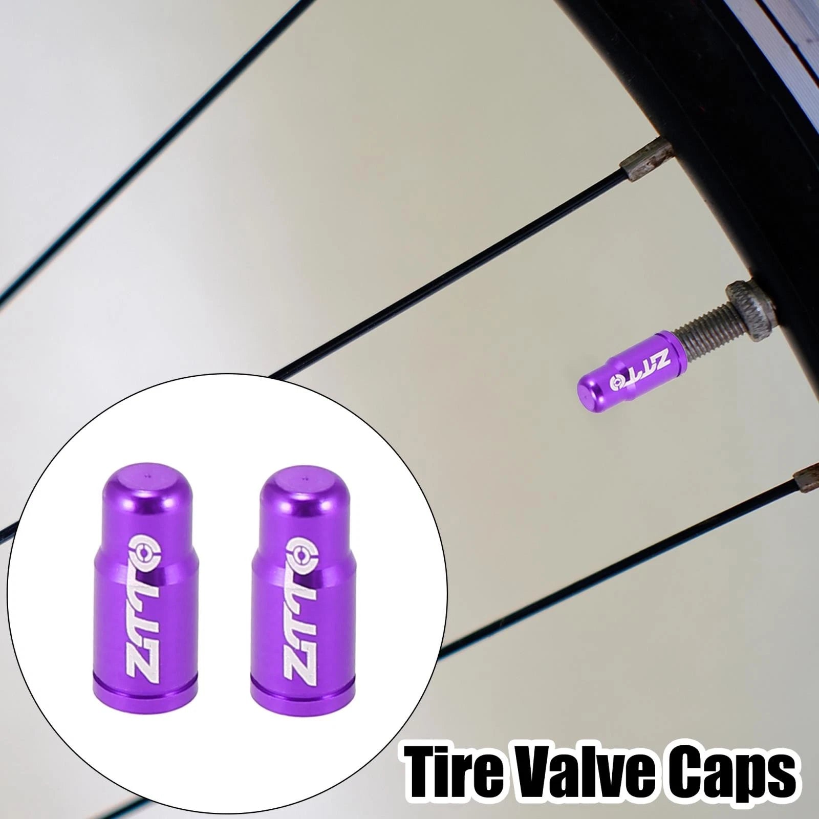 6pcs Tire Valve Caps Dust Covers Replacement for Bicycle MTB Road (Purple)