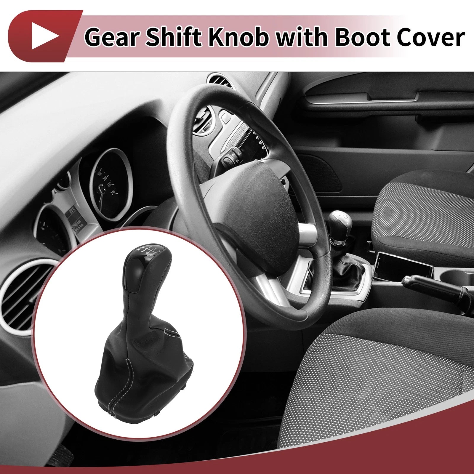 6 Speed Gear Shift Knob with Cover Replacement for Mercedes-Benz W203 (2000–2007)