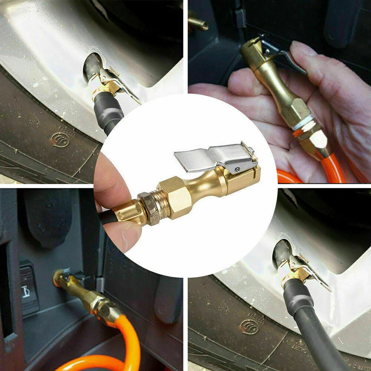 2Pcs 8mm Open Flow Air Chuck with Lock Connector for Tire Inflator Valve