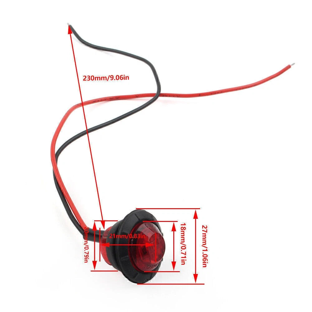 3 LED Front Rear Side Marker Light for Trailer Truck Van Bus (12V)