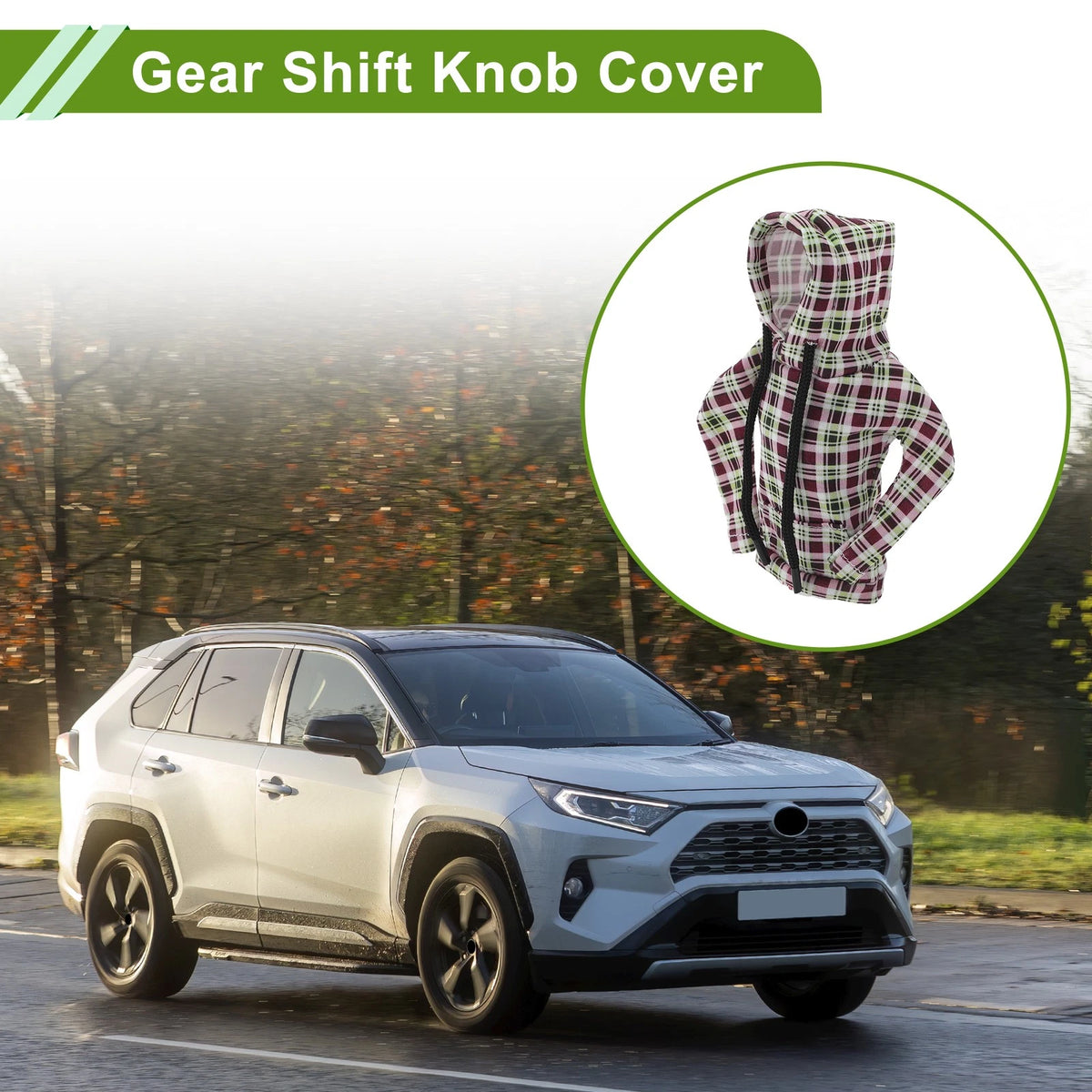 Gear Shift Knob Cover for Universal Fit (Hoodie Style, Pink, Deep Green)