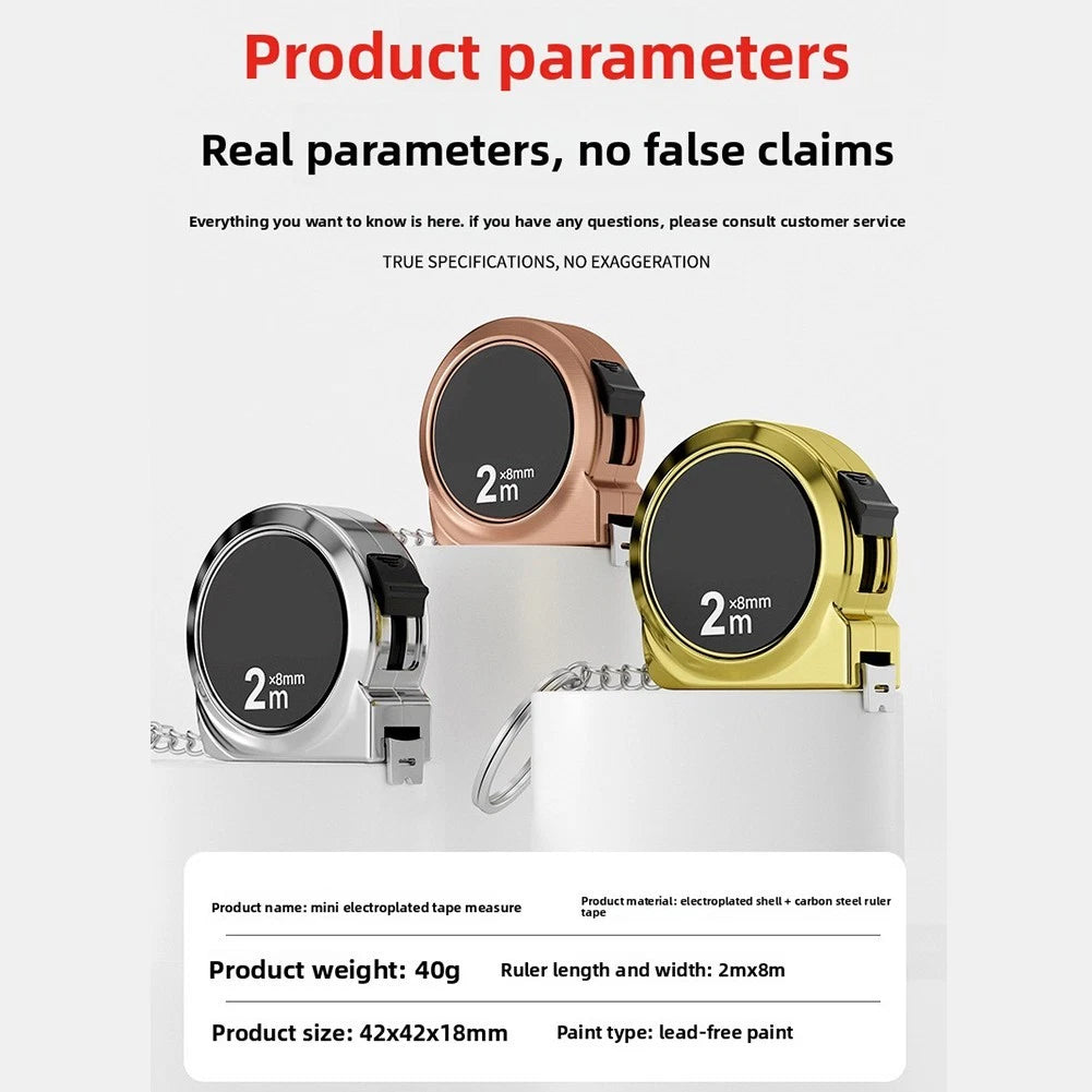2M Retractable Tape Measure with Keychain Attachment