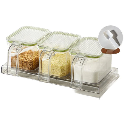 3 Piece Spice Jar Set with Silicone Gasket Seal and Easy Lift Handle