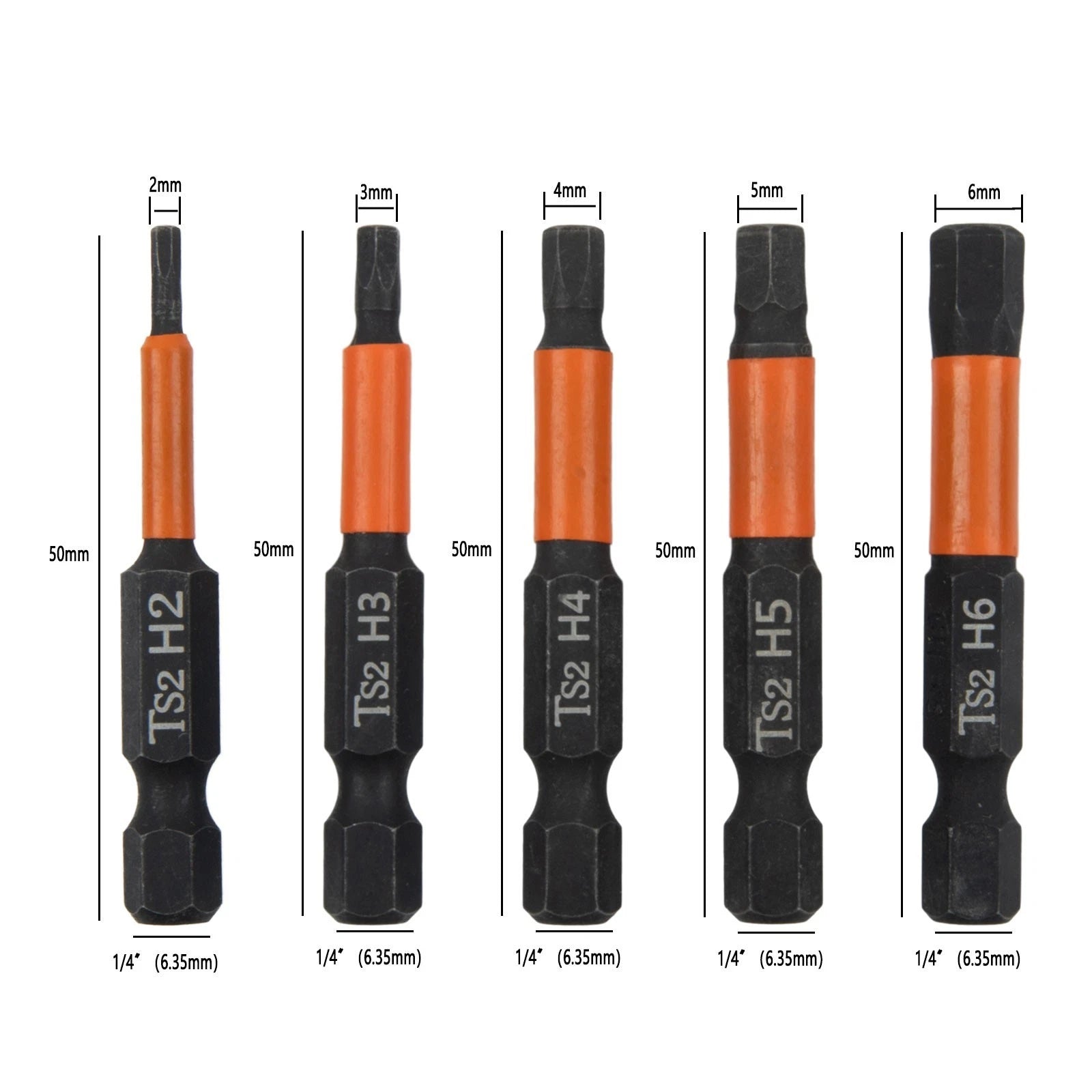 5PCS 1/4 Inch Hex Shank Screwdriver Bits for Power Drill