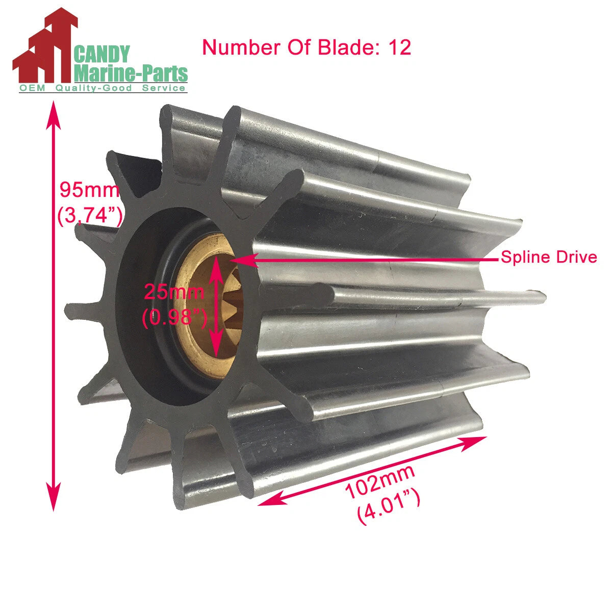 Water Pump Impeller for CEF 500192 Onan 132-0415 Sherwood 29000K G2902-01 G2902X
