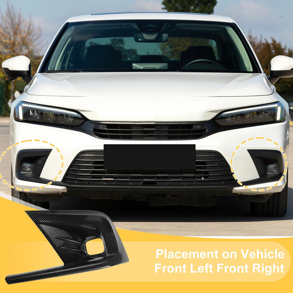 Front Left Right Fog Light Cover Trim for Honda Civic 11th Carbon Fiber Black (2016–2021)