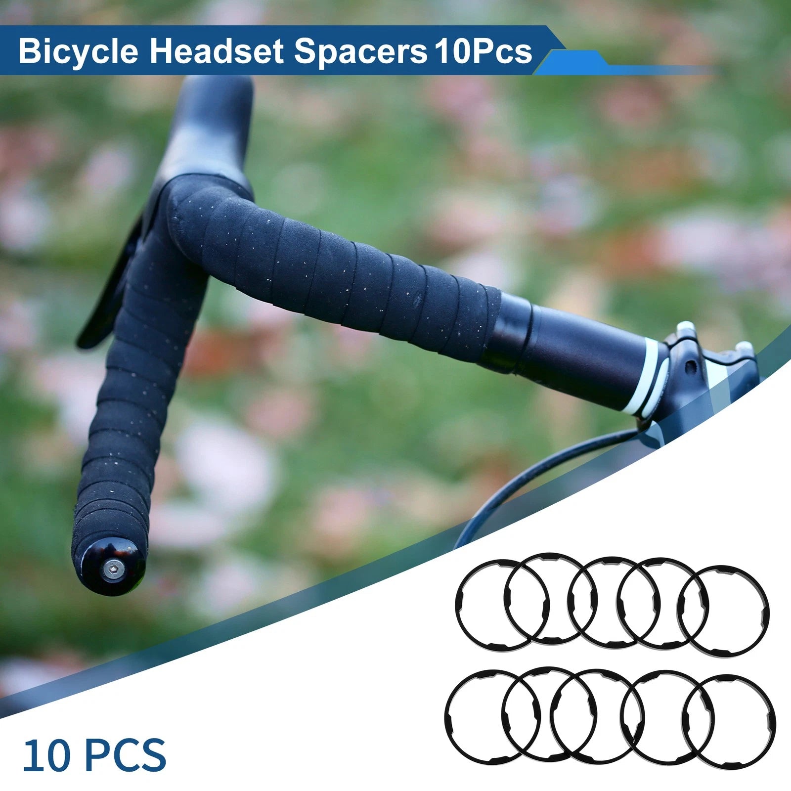 Bicycle Headset Spacers 3mm 28.6mm Black Aluminum 1 1/8in 10 Pack
