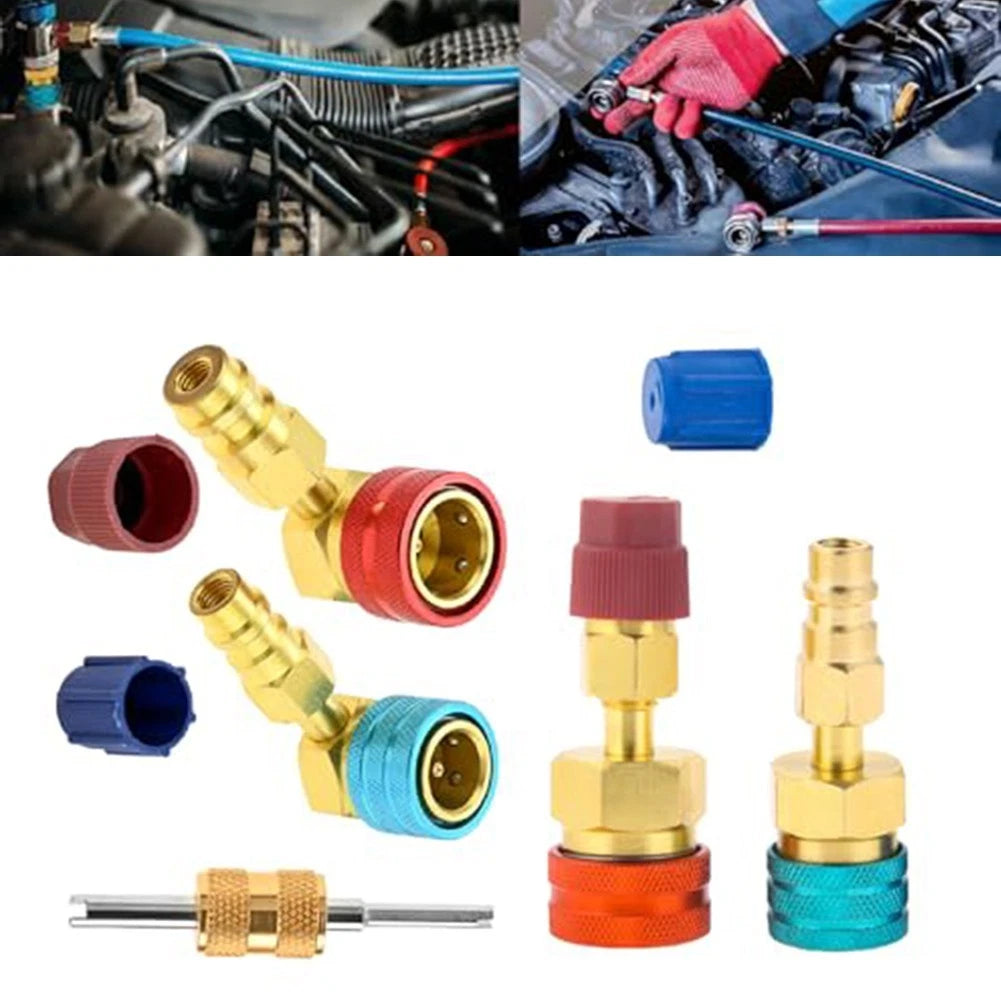 R1234yf to R134a AC Adapter Kit with Brass Quick Couplers
