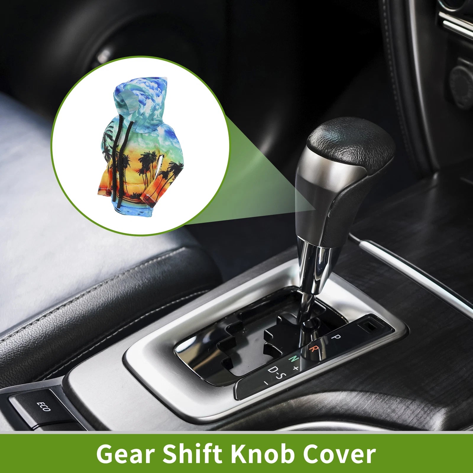 Gear Shift Knob Cover for Universal Cars - Yellow Polyester Coconut Tree