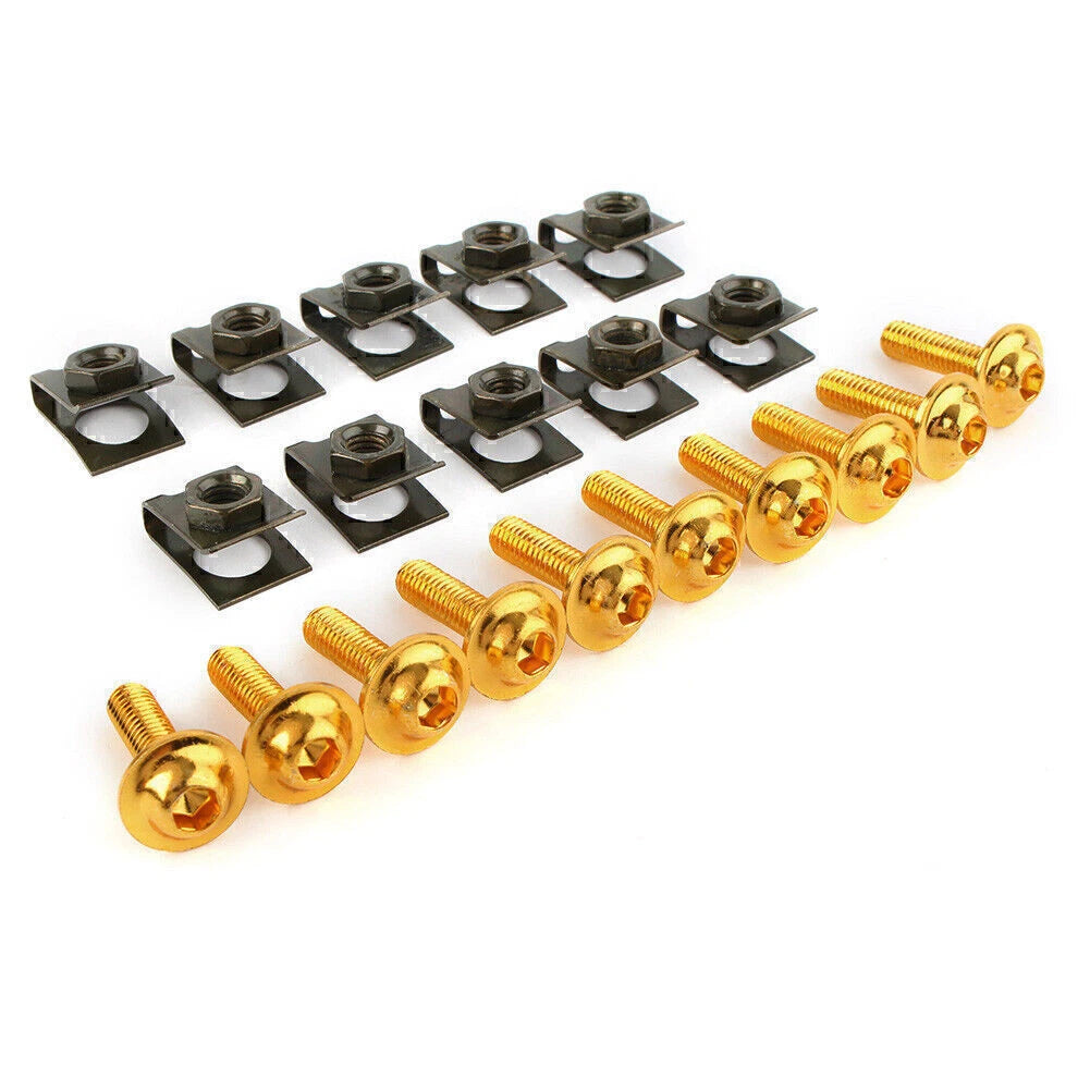 10X M6 Body Fairing Bolts Fastener Clips for Universal Fit Scooter (Universal)