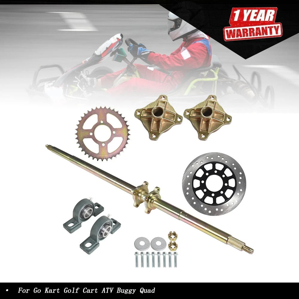 Complete Rear Live Axle Wheel Hub Kit for Go Kart Golf Cart ATV Buggy (44")