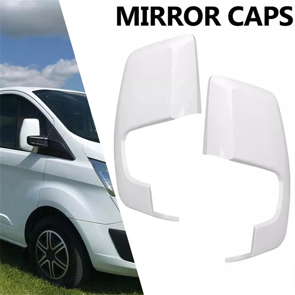 Painted White Left & Right Wing Mirror Covers for Ford Transit Tourneo Custom (2014–2023)