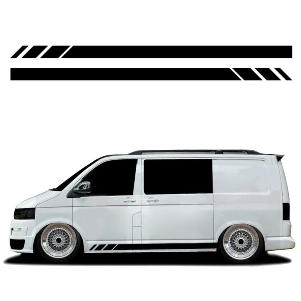 2X Side Stripes Stickers for Campervan Black Decals