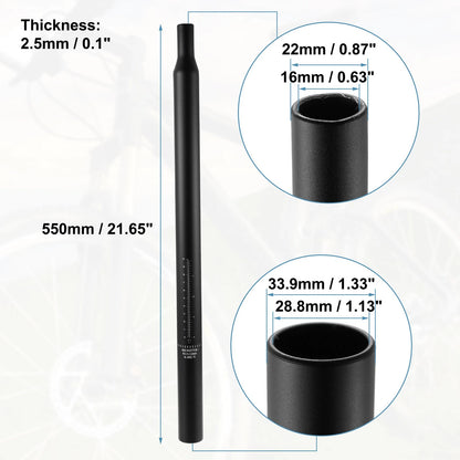 Bicycle Seat Post Aluminum Alloy with Scale Marks for 33.9 x 550mm (Black)