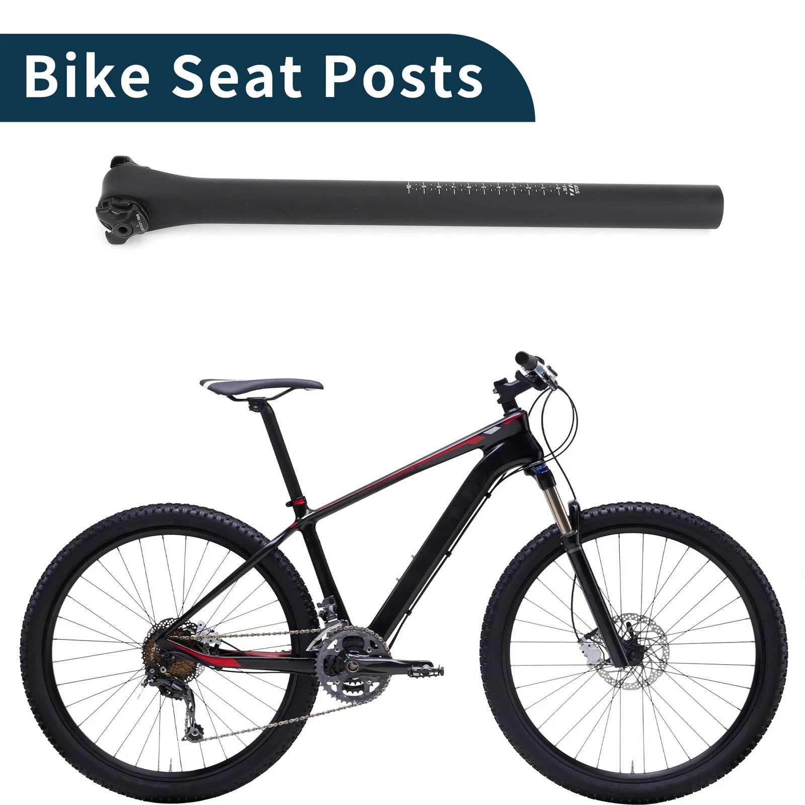 Seat Post 30.8x400mm Replacement Lightweight for Bike Universal Carbon Fiber