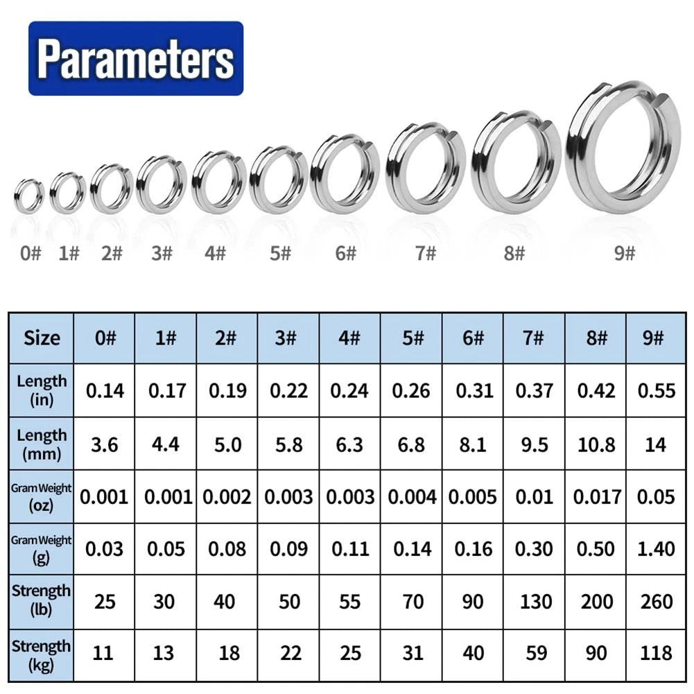 Fishing Hook Connection Ring Set of 9 - 304 Stainless Steel