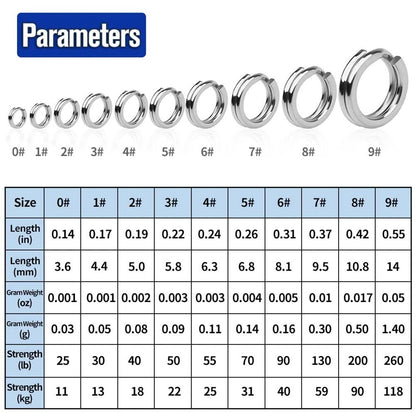 Fishing Hook Connection Ring Set of 9 - 304 Stainless Steel