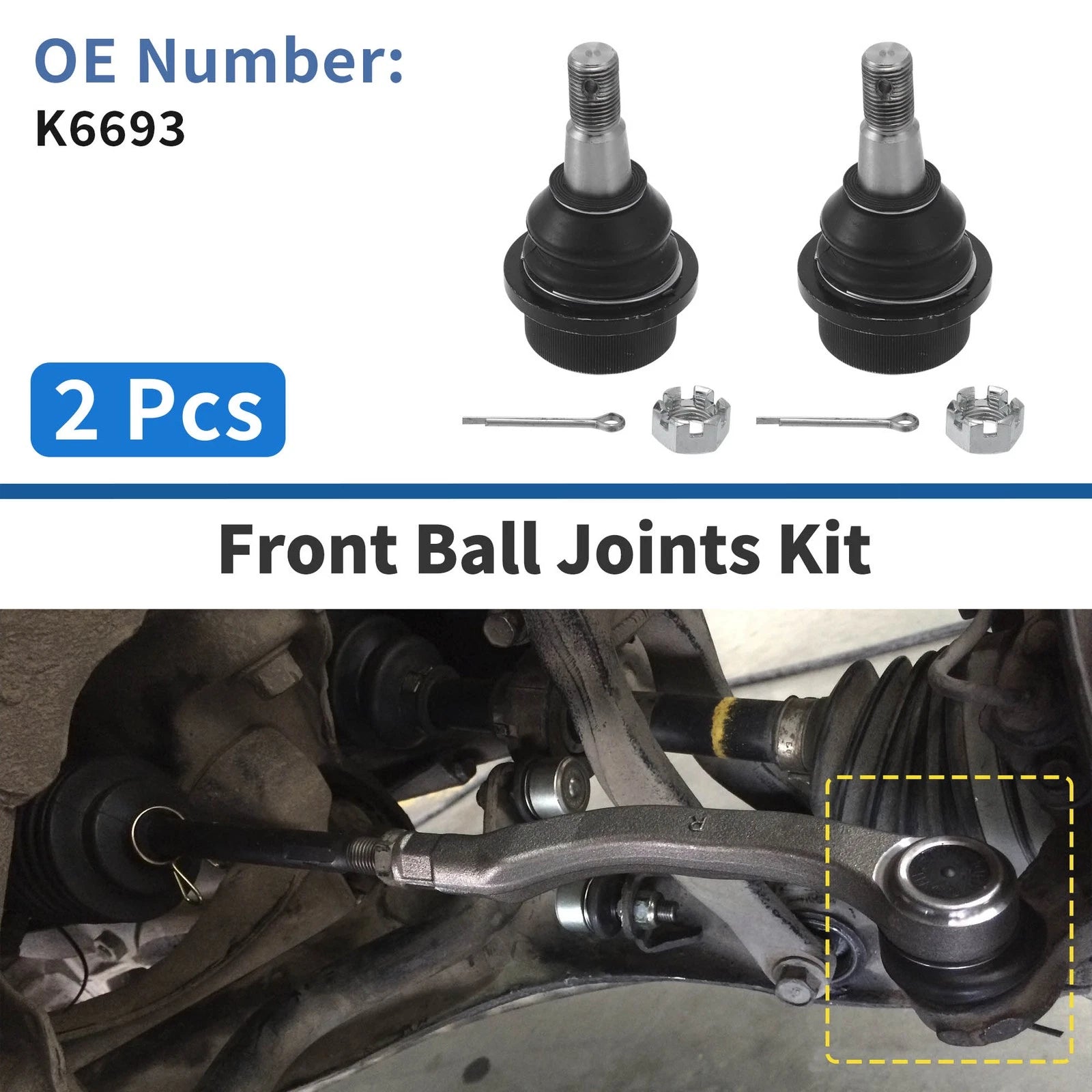 2 Pcs Front Lower Ball Joints Replacement for Chevrolet Silverado 1500 HD (2001–2003)