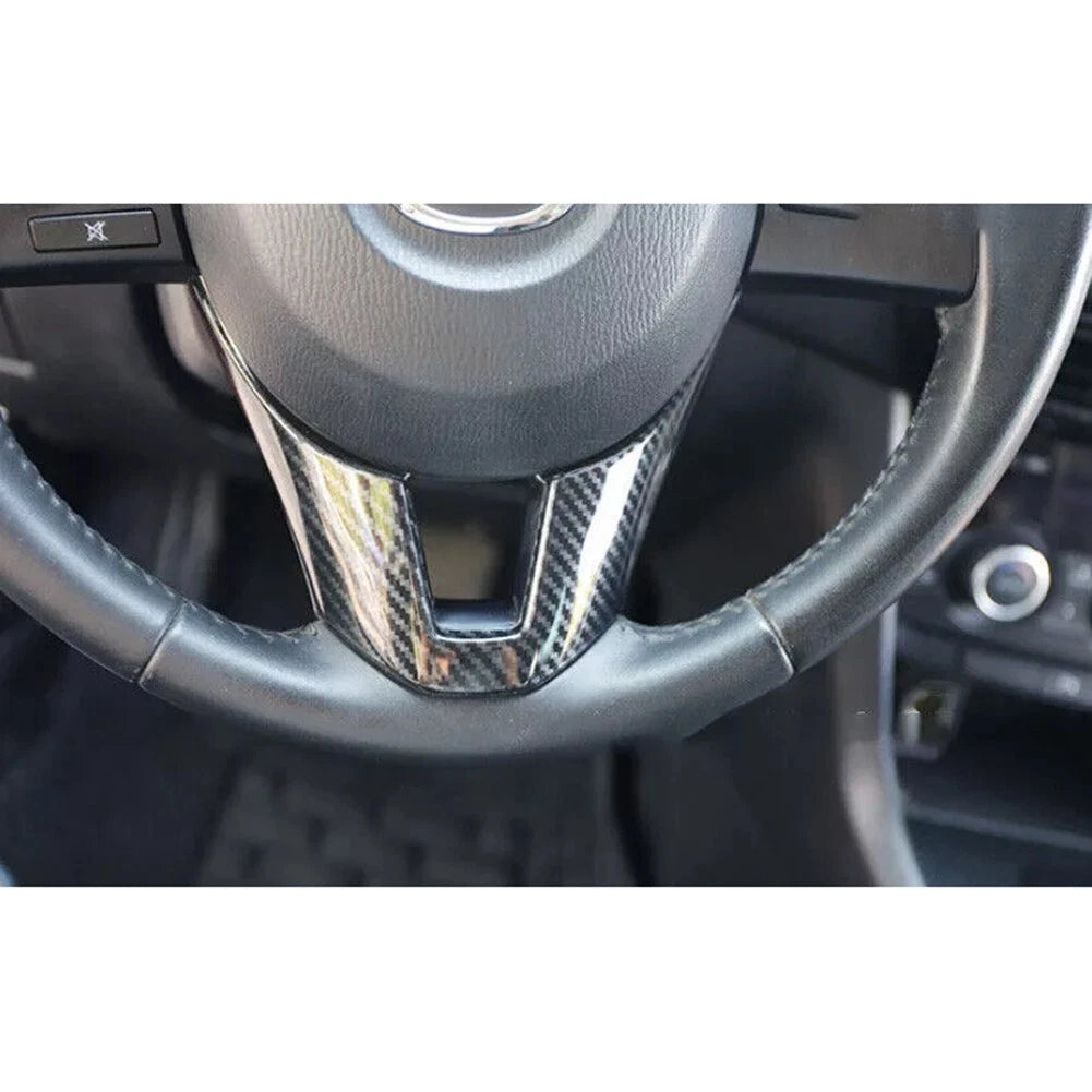 Carbon Fiber Steering Wheel Panel Cover Trim for Mazda 3 (2004–2023)