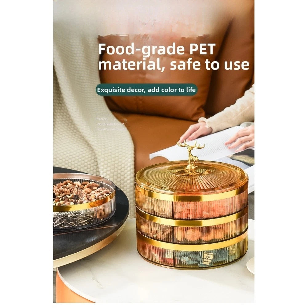Set of 2 Stackable Transparent Snack Trays with Deer Handle