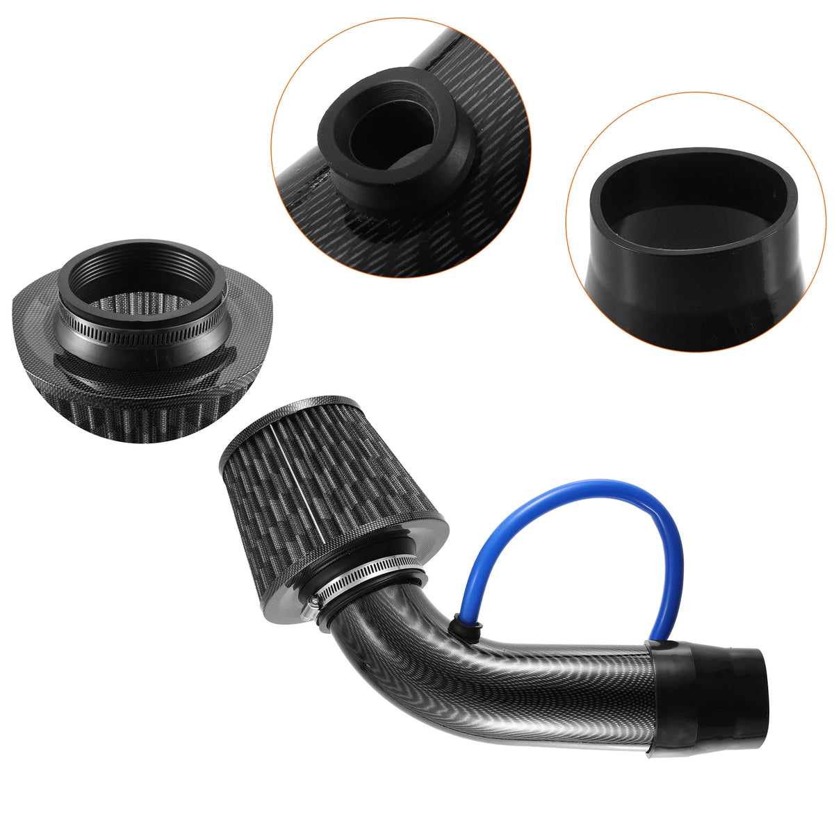 3" Cold Air Turbo Intake Pipe Kit for Universal Vehicles (Carbon Fiber)