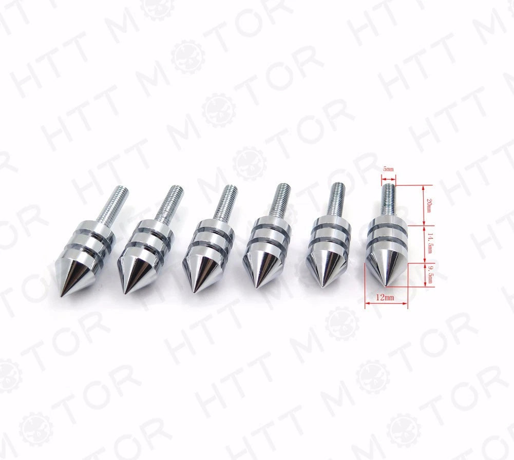 Chrome Spiked Bolt Kit with Well Nuts & Washers for Motorcycle