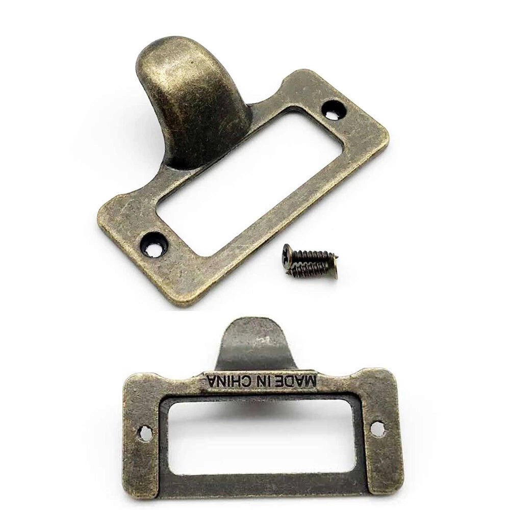 6pc Metal Alloy Drawer Cabinet Label Tag Holder Frame Pull Handle