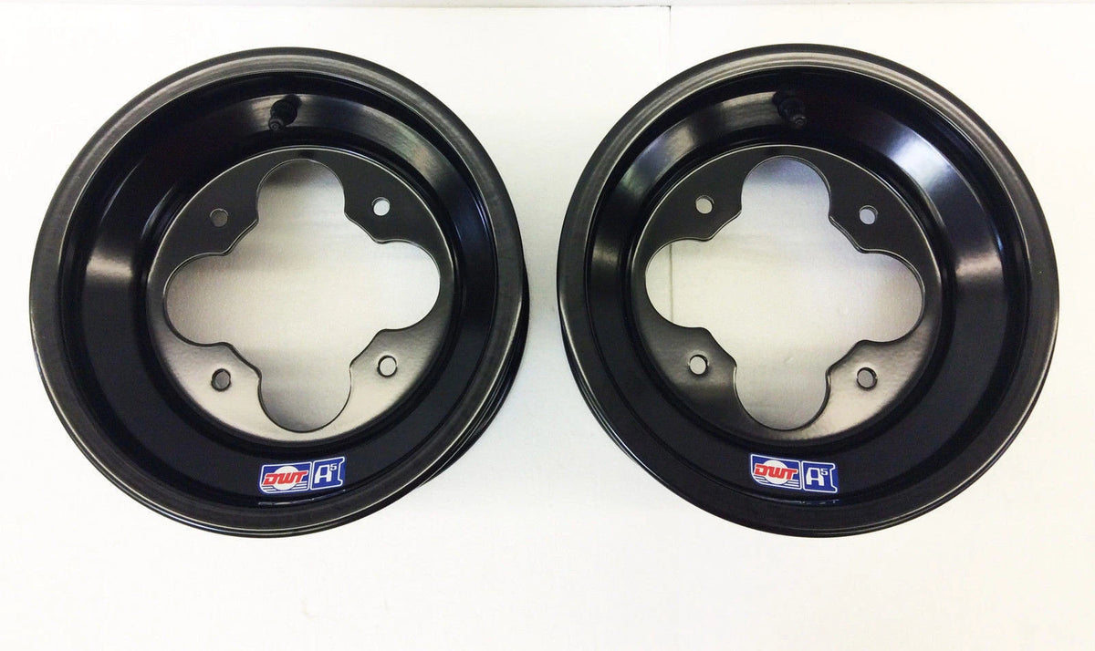 Set of 2 DWT Black A5 Rolled Lip Wheels for TRX 450R 400EX 250R 300 (10" & 9")