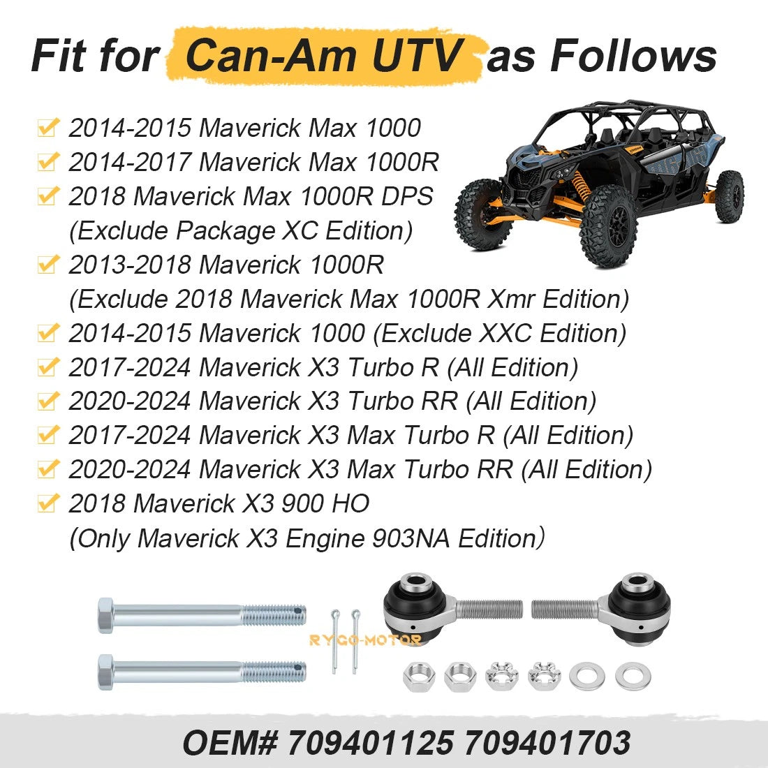Tie Rod Ends Kit for Can-Am Maverick 1000R, Maverick Max 1000R (2013–2018)