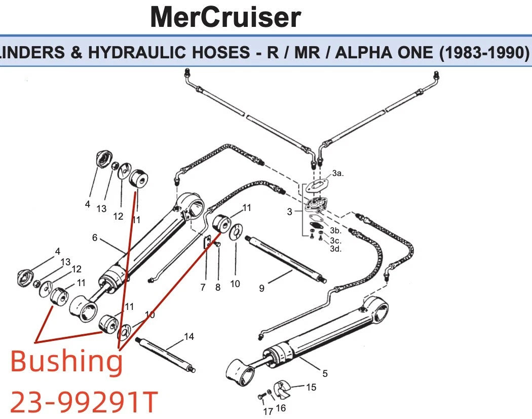 23-99291T Power Trim Bushing for Mercruiser R/MR/ALPHA ONE 1983-90 Sierra18-2702