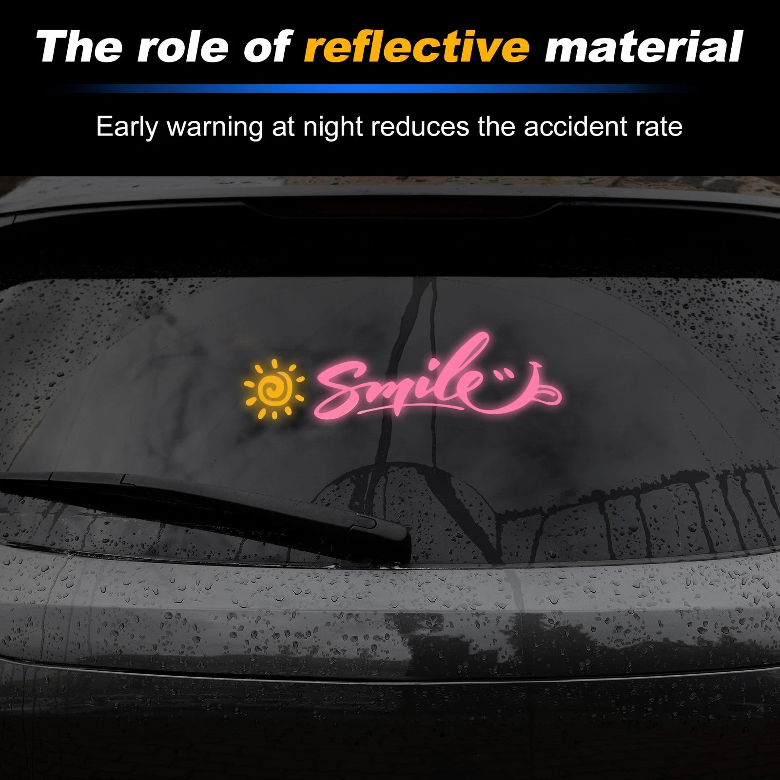 Reflective Bumper Decal for - Pink Square Smile Sun
