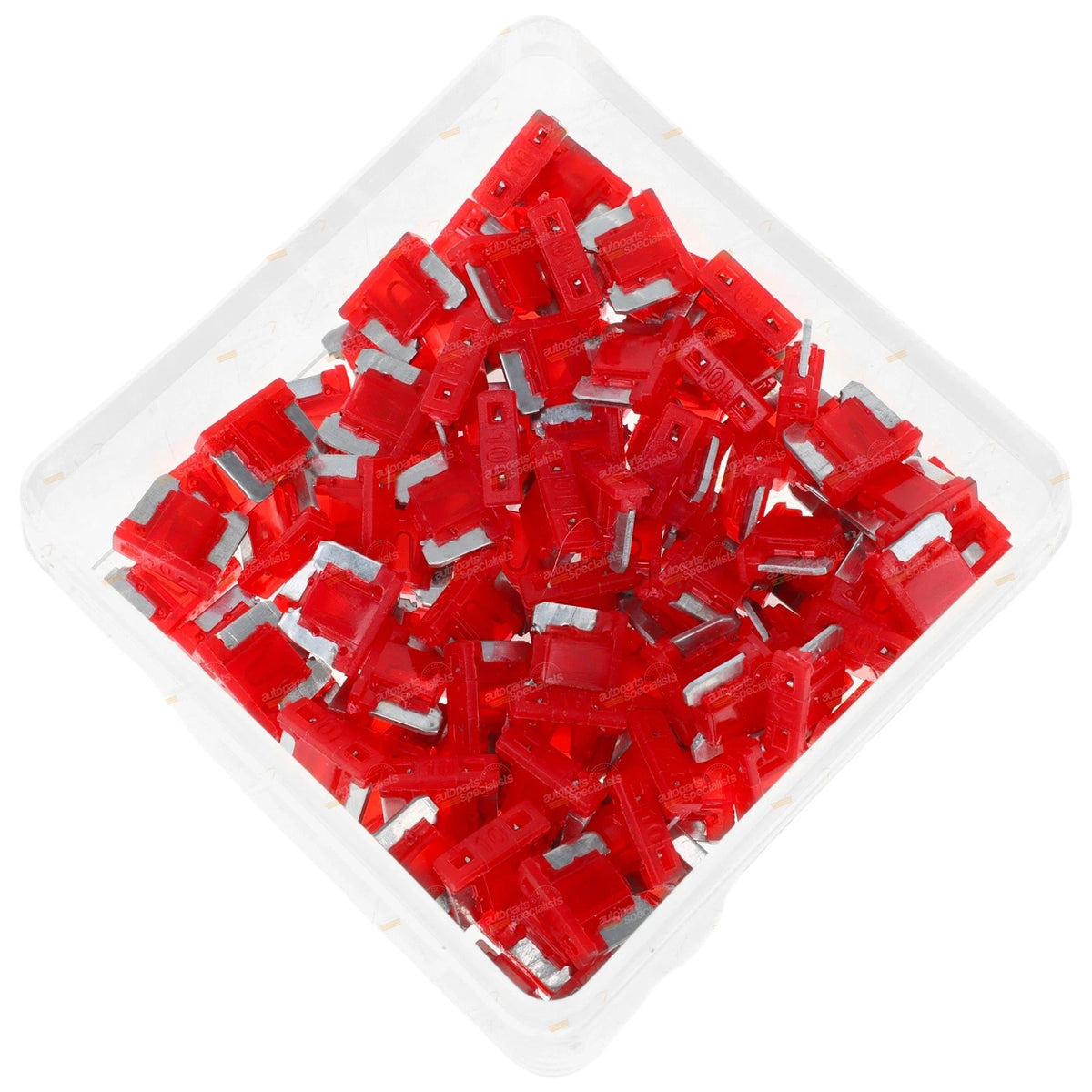 Pack of 100 Mini Blade Fuses for Automotive (10A, Low Profile)