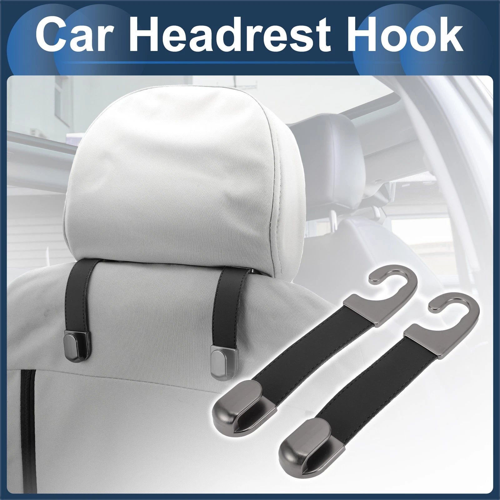 2 Pcs Universal Car Seat Headrest Hook for Hanging Purses (Black)