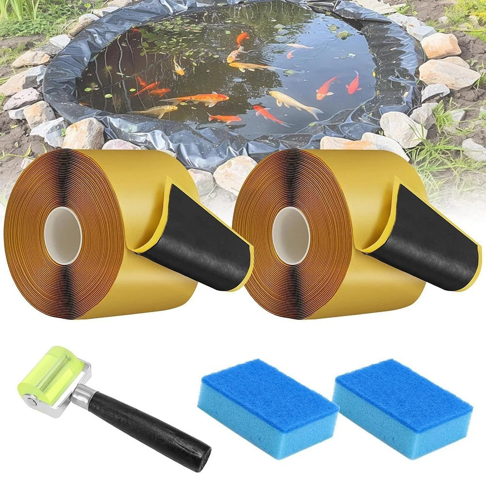 Waterproof Butyl Pond Liner Seam Tape Set of 2 with Roller and Sponge