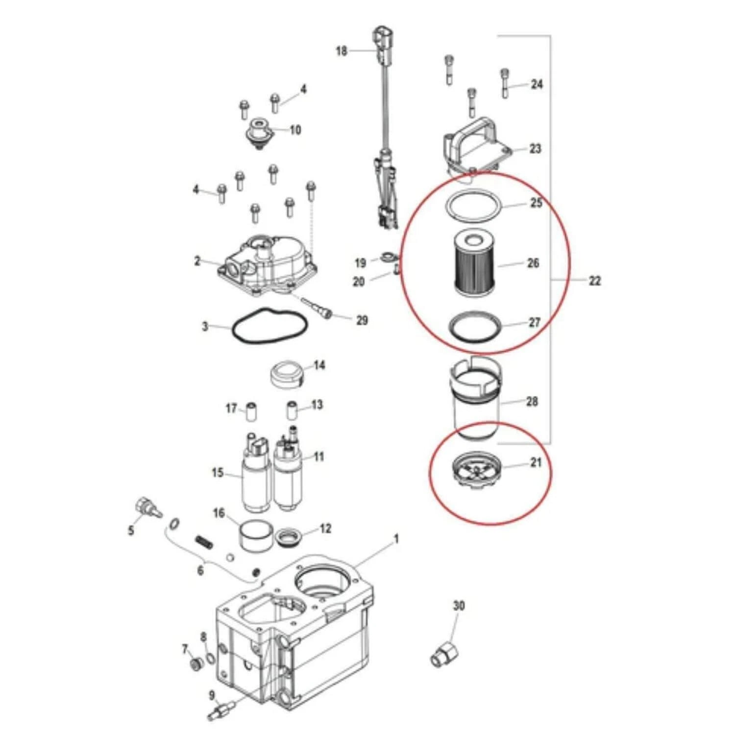 2X Cool Fuel Gen 3 Fuel Filter Disc for Mercury Marine (8M0204703, 892665)