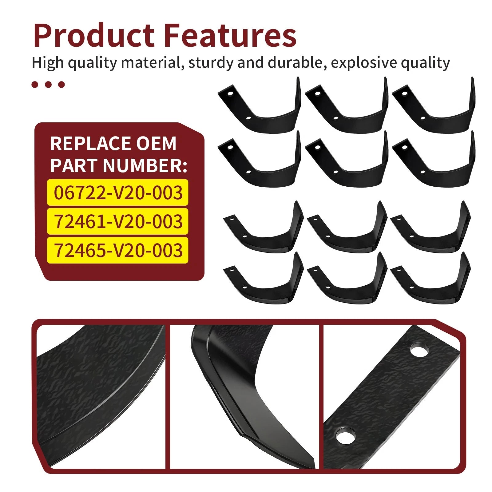 Rotary Tine Kit for Honda Rototiller FRC800 FRC800K1 (FRC800, 72461-V20-003, 72465-V20-003)
