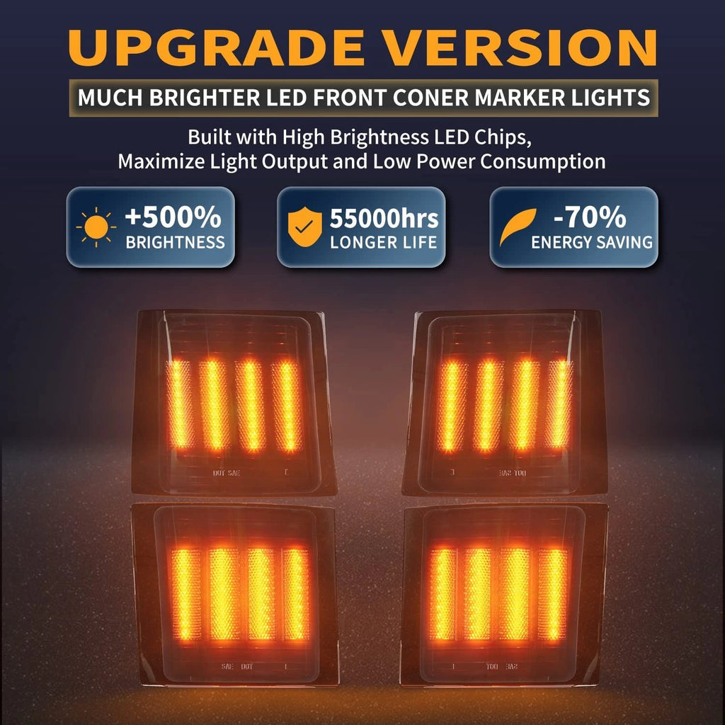 Sequential LED Corner Side Marker Lights for Chevy C/K 1500 2500 3500 (1994–1998)