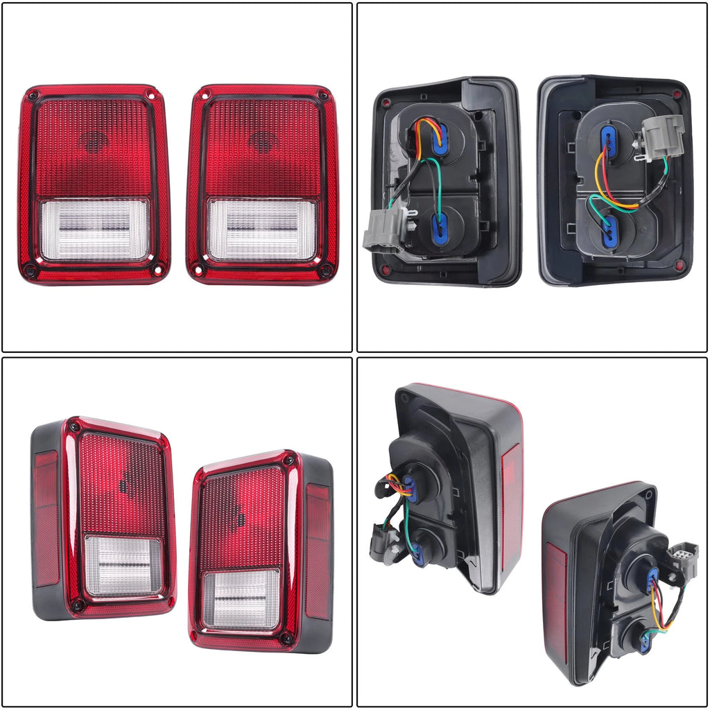 Pair Tail Lights for Jeep Wrangler (2007–2017) Left+Right Halogen Red