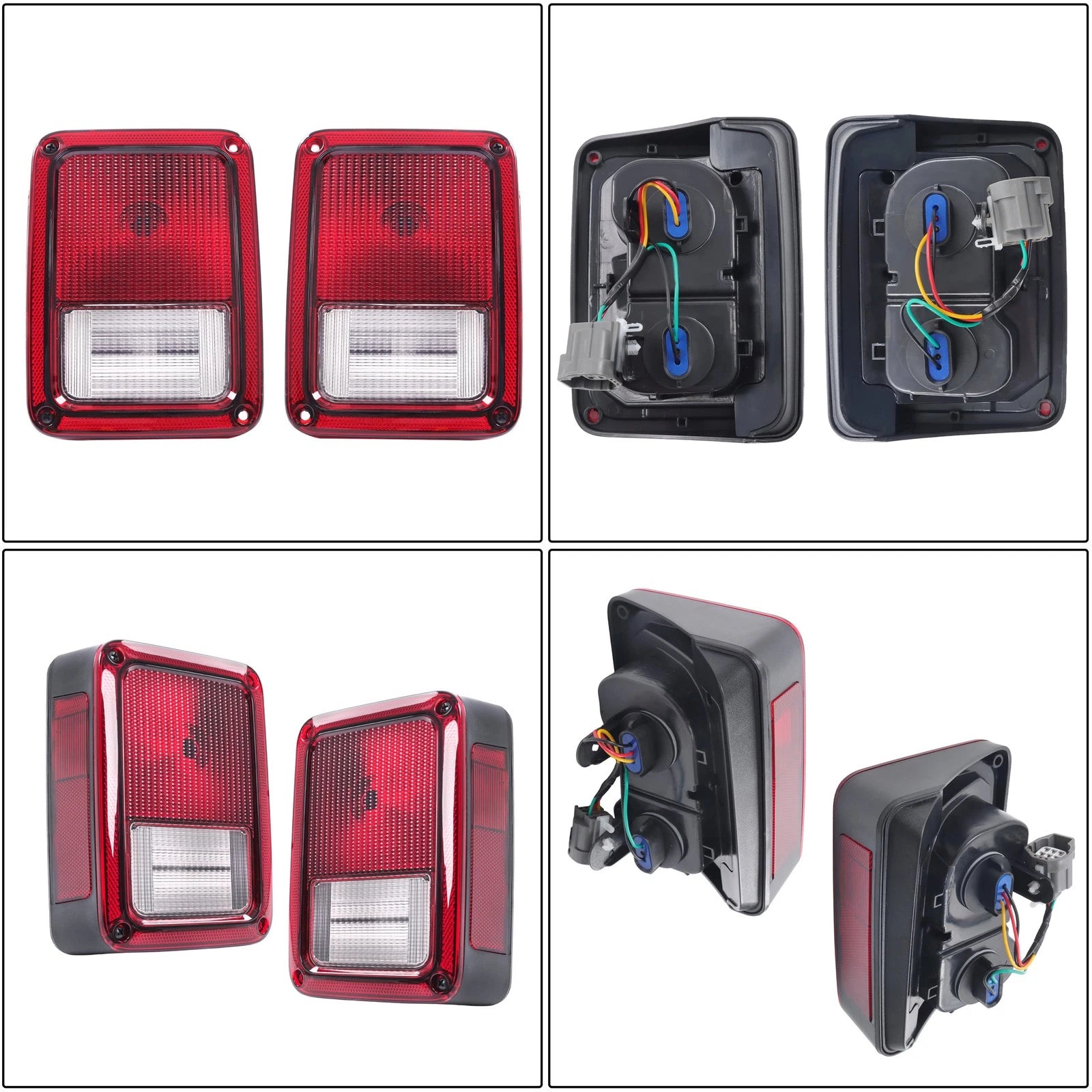 Pair Tail Lights for Jeep Wrangler (2007–2017) Left+Right Halogen Red
