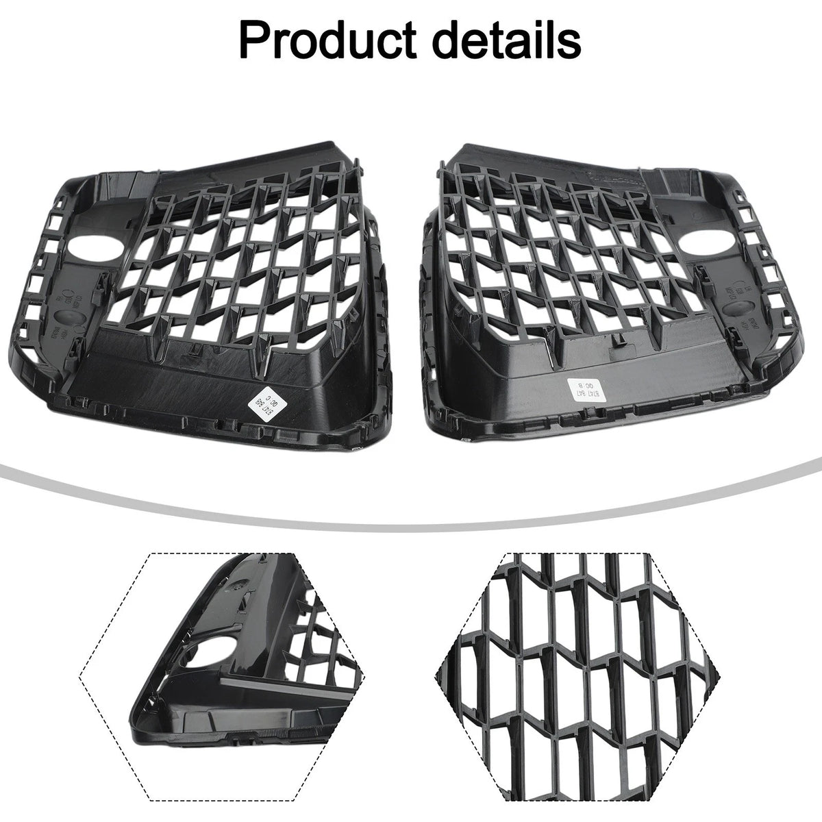 Front Pair Bumper Lower Grille Black ABS for BMW 5 Series G30 (2021)