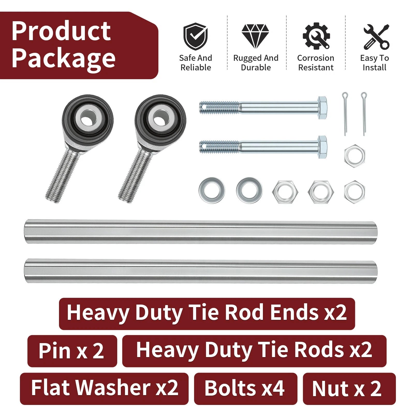 Heavy Duty Tie Rod & End Kit for Can-Am Maverick 1000 1000R (2013–2023) 709401427 709401125