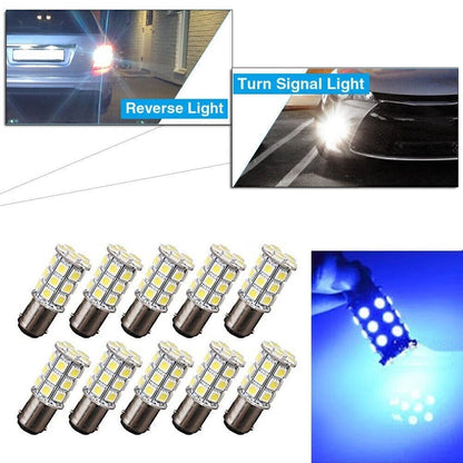 10X BA15D 27SMD LED Light Bulbs for RV Marine Boat Trailer (Blue)