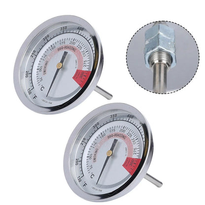 BBQ Lid Thermometer Gauge for Grills (Stainless Steel)