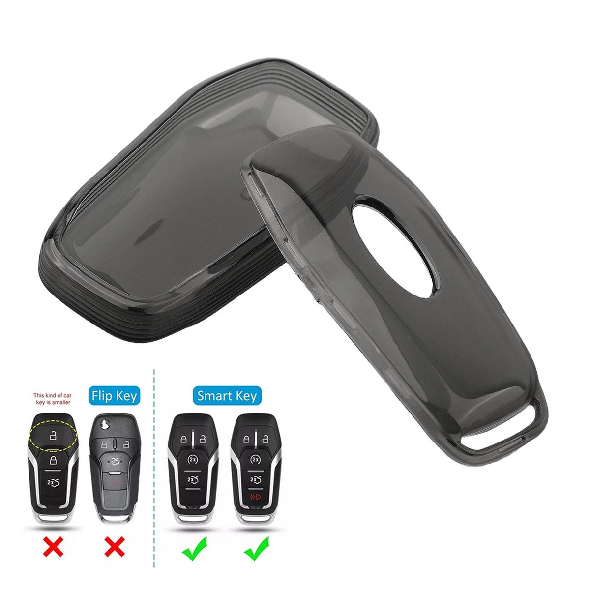 Black Transparent Smart Key Case Cover for Ford Fusion, Explorer