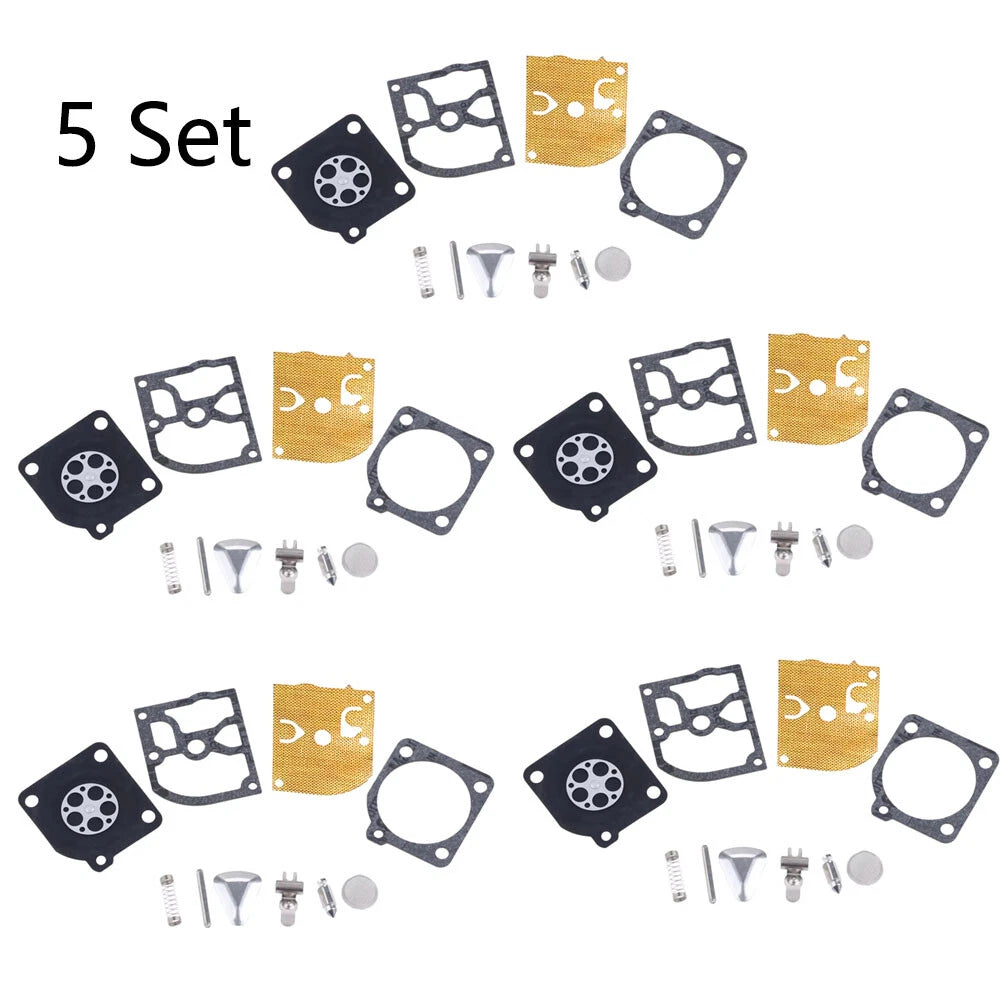 Set of 5 Carburetor Kits for Jonsered 2041 2045 2050 Zama RB-45 Husqvarna 40 45