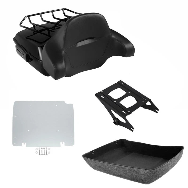 Black Chopped Trunk Backrest Mount Rack Plate for Harley Road Glide (2014–2026)