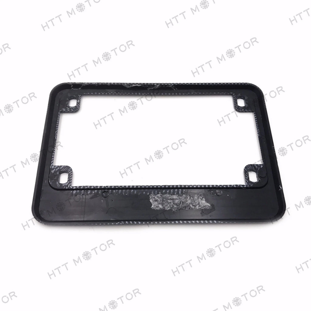 License Plate Frame for Motorcycle (4"x7" Extra 1" Width, Carbon Fiber Style)