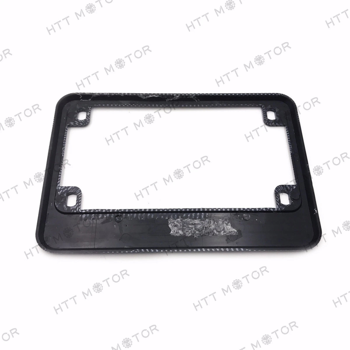 License Plate Frame for Motorcycle (4"x7" Extra 1" Width, Carbon Fiber Style)